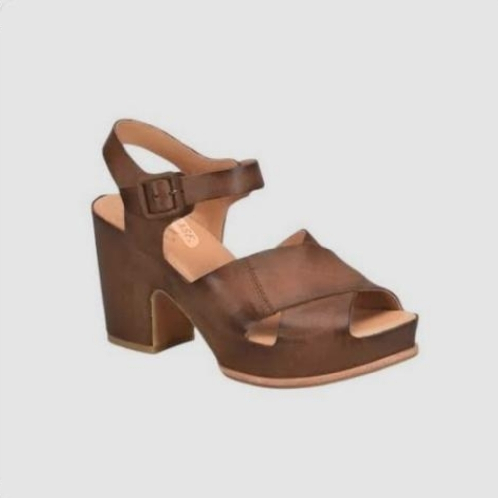 Kork Ease San Isabel Carlos Brown Leather Platform Clog Heel Sandal Shoe Women 8 - Picture 5 of 14